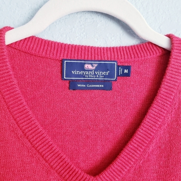 Vineyard Vines Red Cashmere Blend V-neck Sweater - Picture 2 of 6